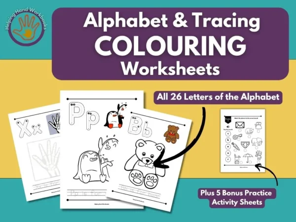 Free Alphabet and Tracing Phonics Colouring Worksheets for 3-5 year olds, reception and EYFS