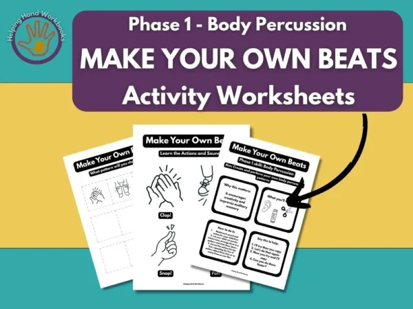 Free Phase 1 Body Percussion ‘Make Your Own Beats’ printable phonics worksheets for rhythm and clapping games.