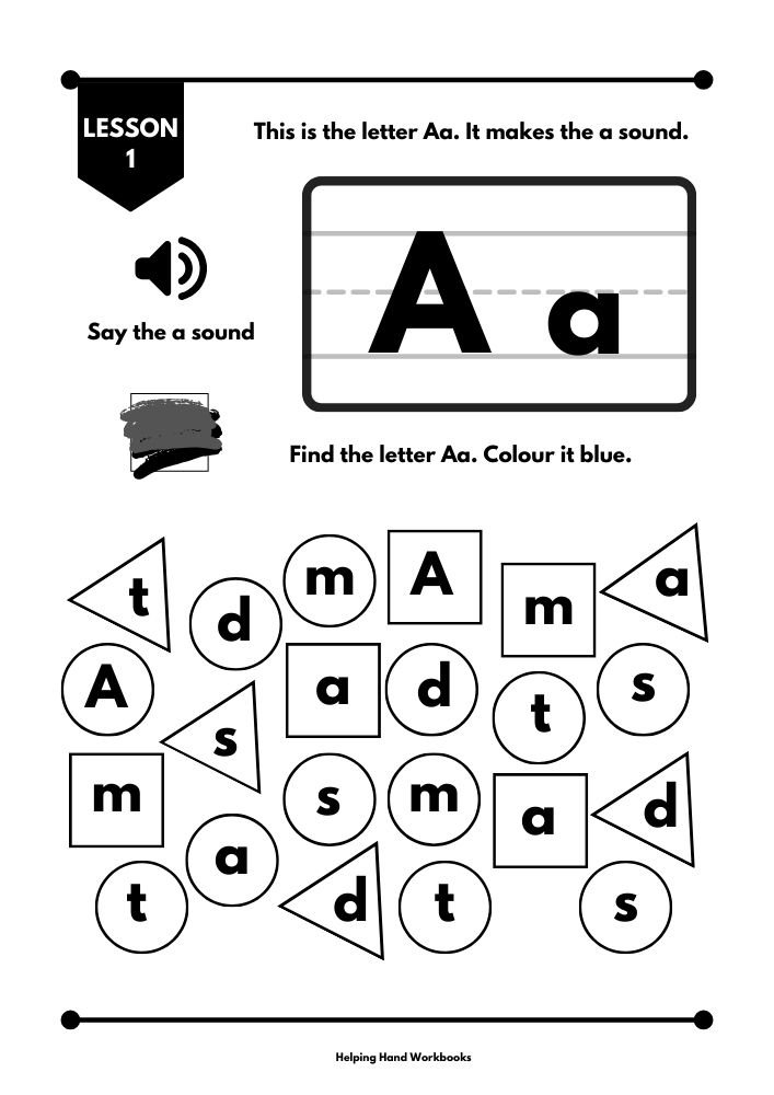 Free Alphabet hunt phonics worksheet for Letter A