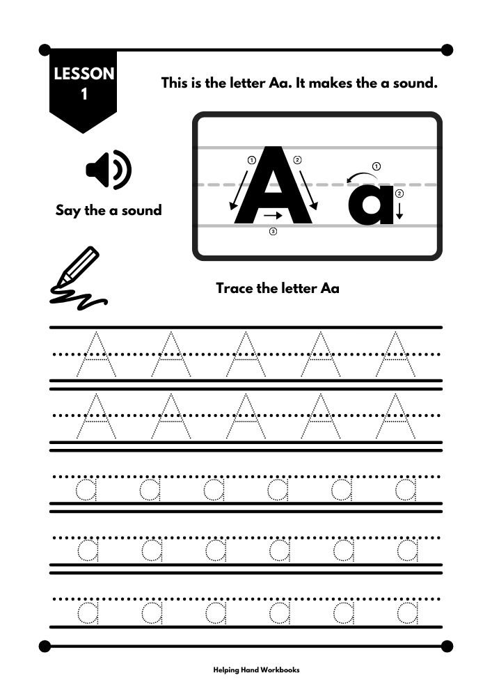 Free letter tracing phonics worksheet for letter A