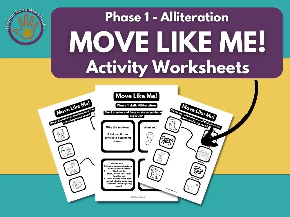 Free Alliteration Phonics Game – Animal Action Match | Phase 1 Phonics